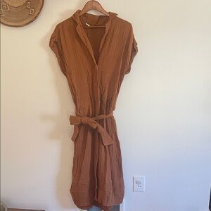 Free People Brown Button-Up Dress